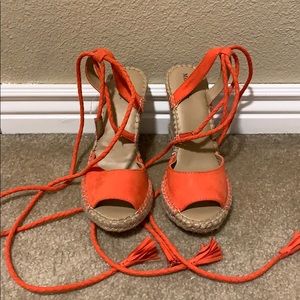 Orange never worn espadrilles